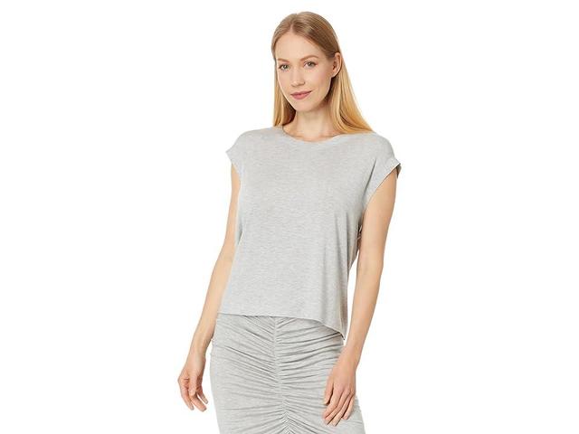 Norma Kamali Sleeveless Boyfriend Cropped Crewneck Top (Light Grey) Women's Clothing Product Image