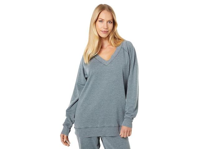 Mod-o-doc Burnout Fleece Long Sleeve Open V-Neck Tunic (Remote ) Women's Clothing Product Image