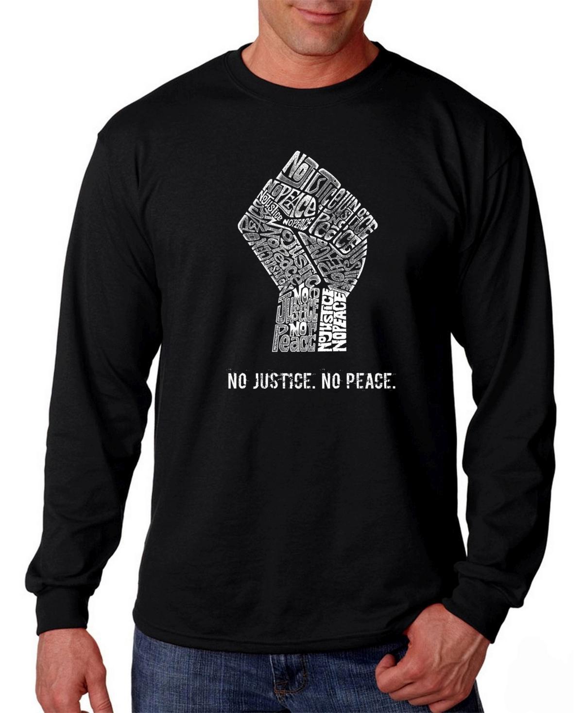 La Pop Art Mens No Justice, No Peace Word Art Long Sleeve T-shirt Product Image