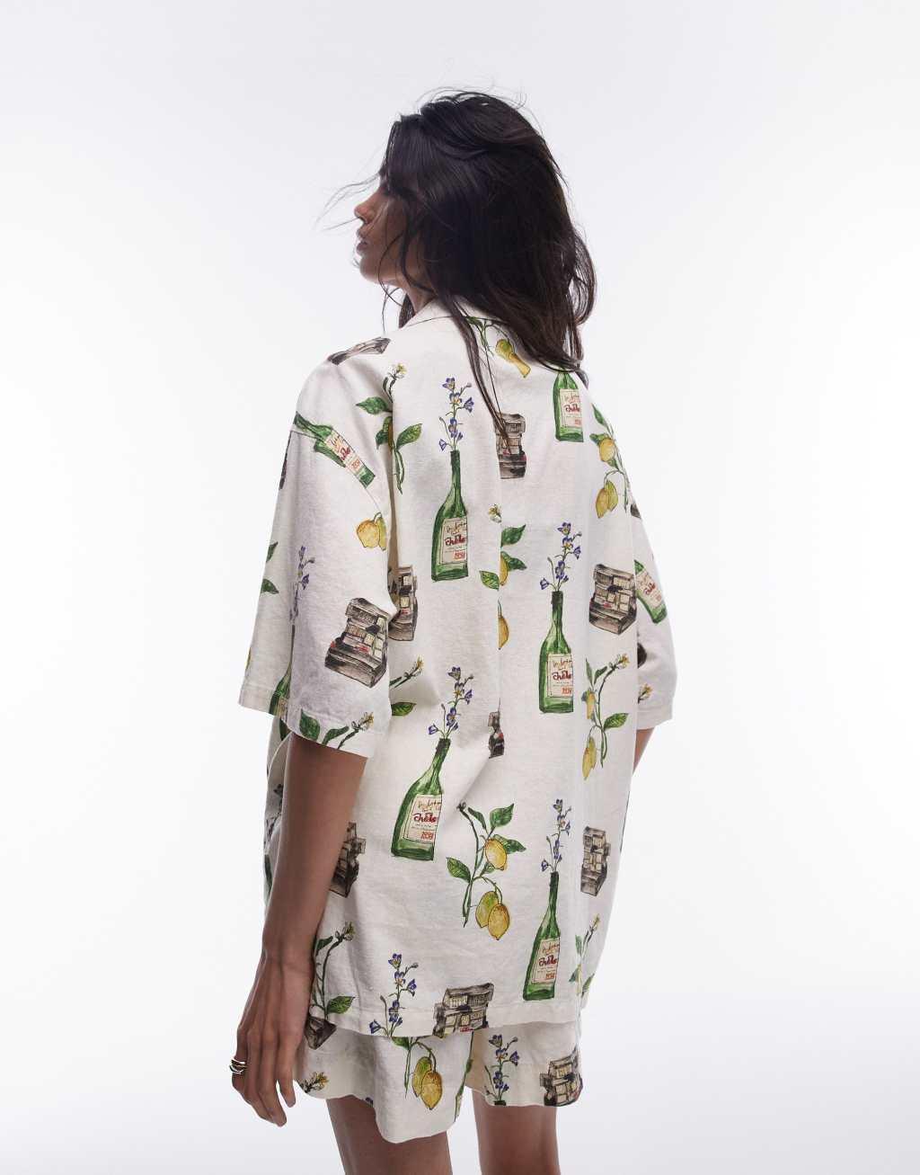 Topshop still life graphic linen shirt - part of a set Product Image