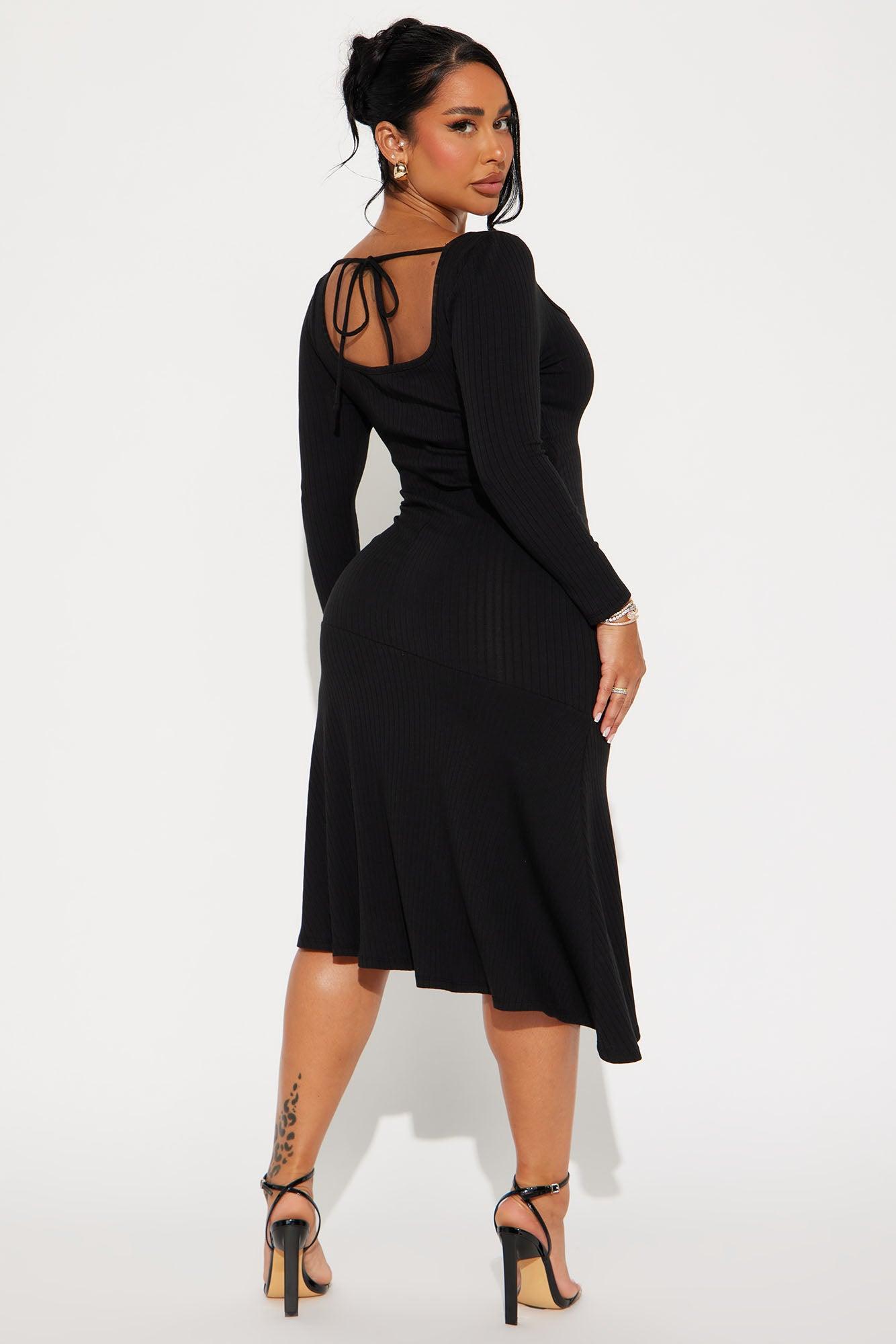 A Simple Life Ribbed Midi Dress - Black Product Image