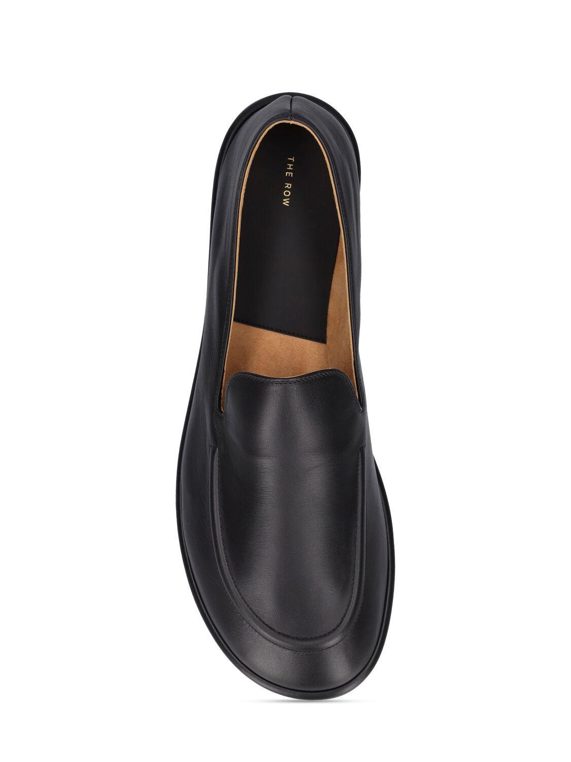 Round Toe Vegan Leather Loafers In Black Product Image