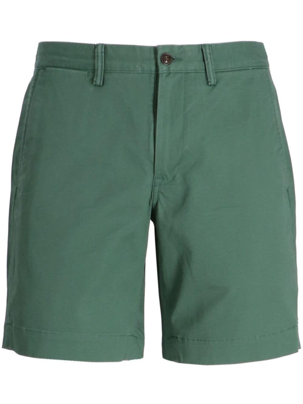 Cotton Blend Straight Fit Chino Short In Green Product Image