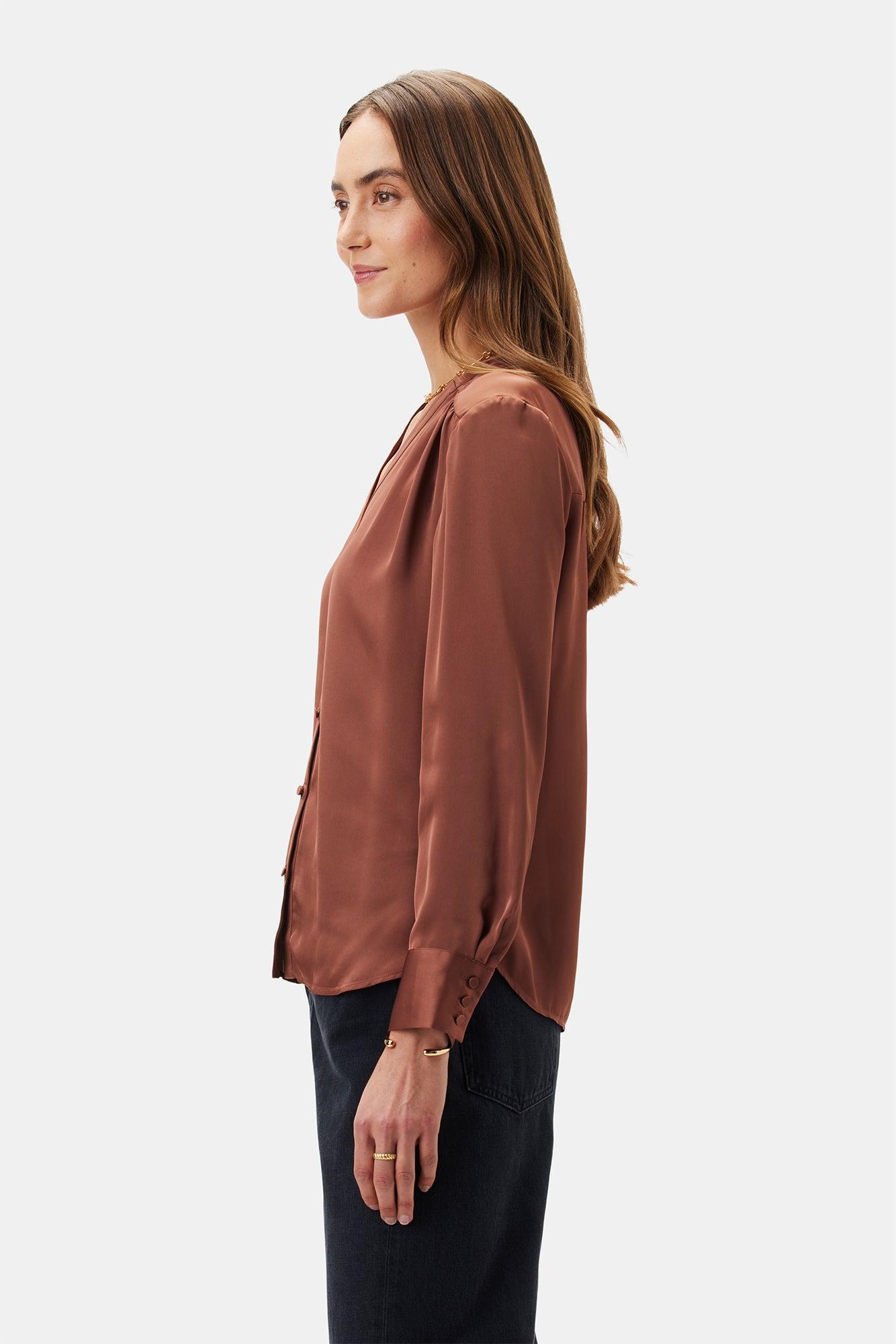 Kali Button Front Blouse - Cafe Product Image