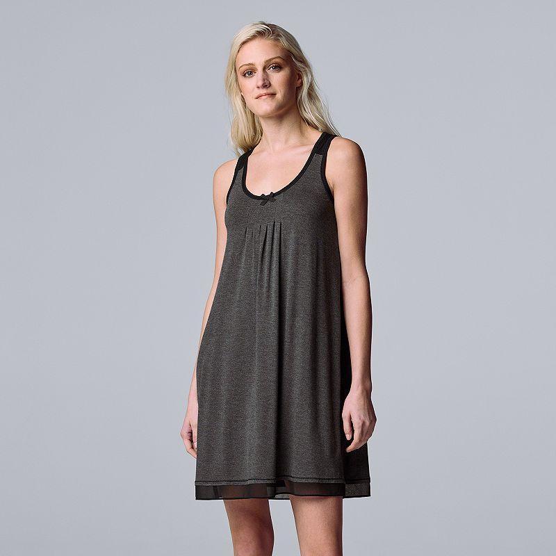 Womens Simply Vera Vera Wang Basic Luxury Chemise Grey Coal Product Image