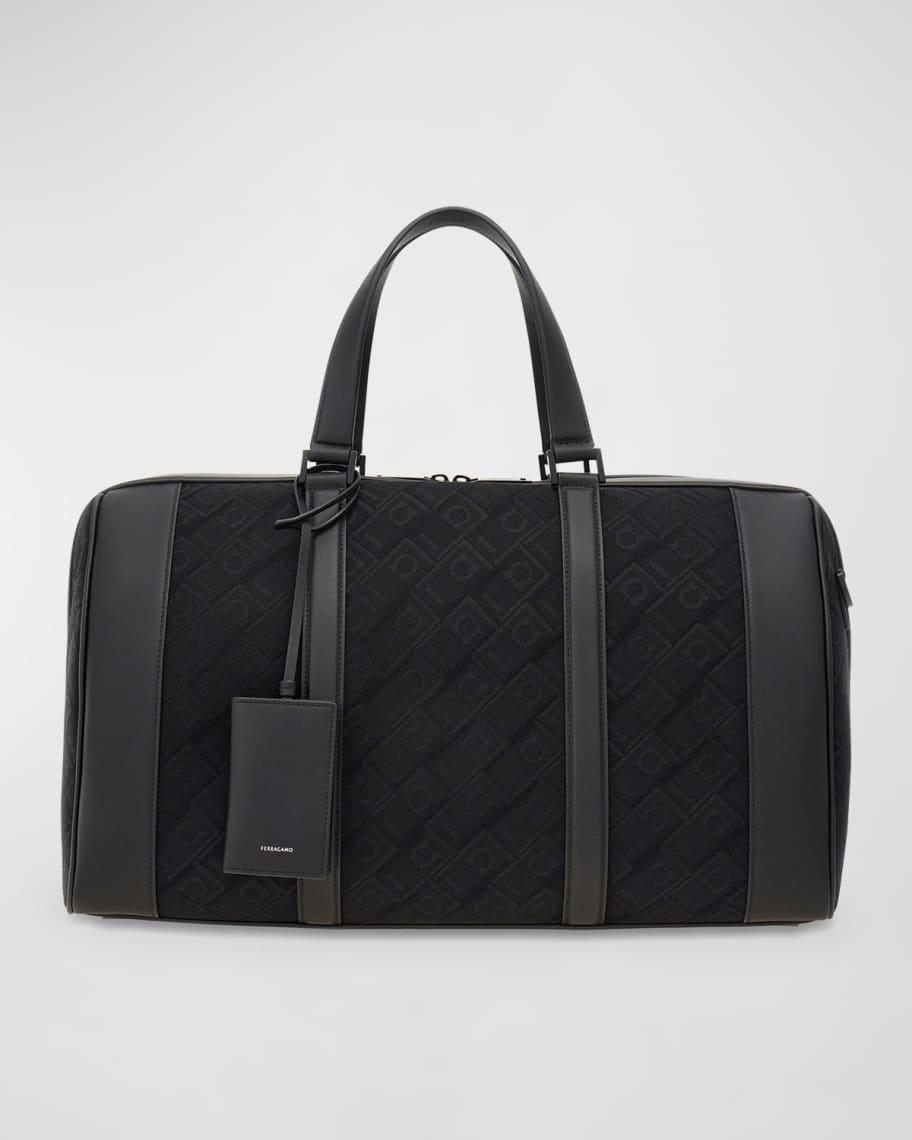 Men's Jacquard and Leather Duffel Bag Product Image