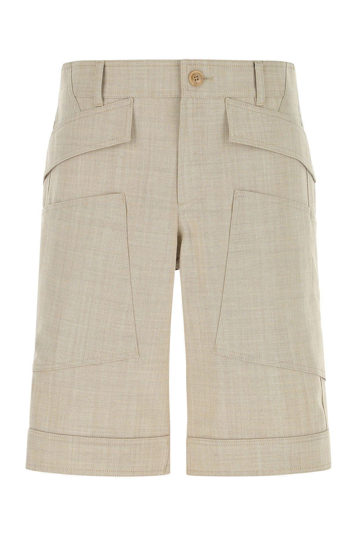 Sand Wool Bermuda Shorts In Beige Product Image