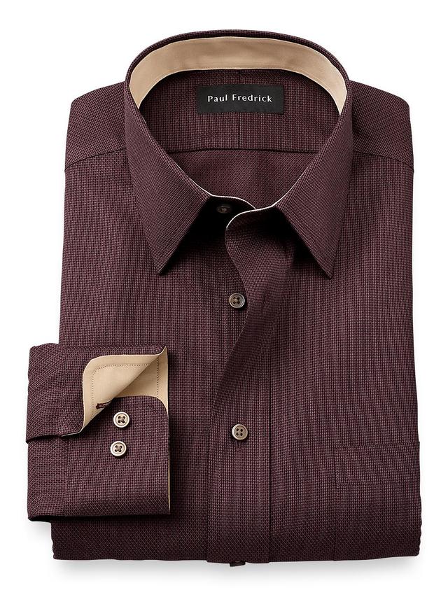 Non-iron Cotton Solid Dress Shirt With Contrast Trim Product Image