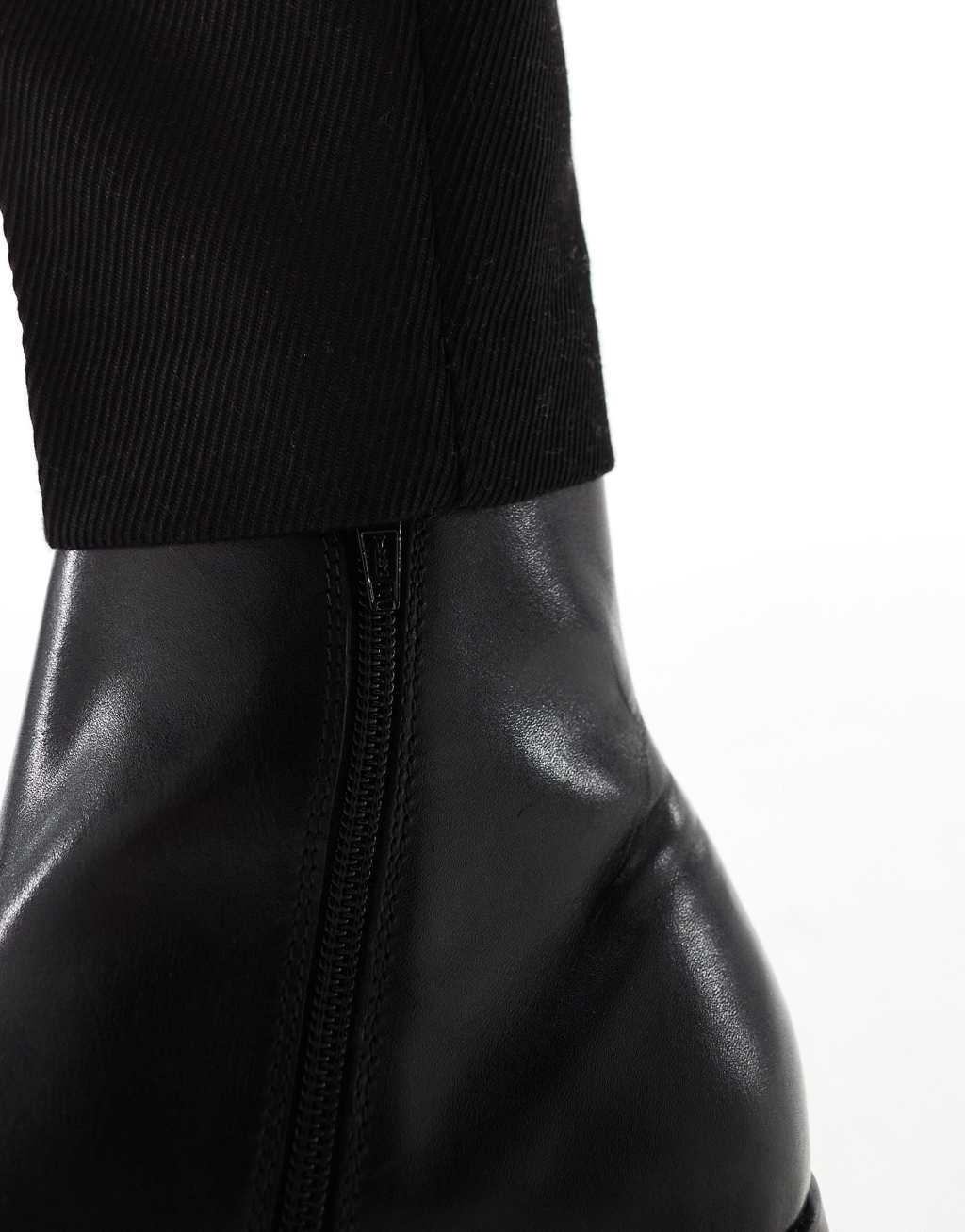 ASOS DESIGN leather heeled boots in black Product Image