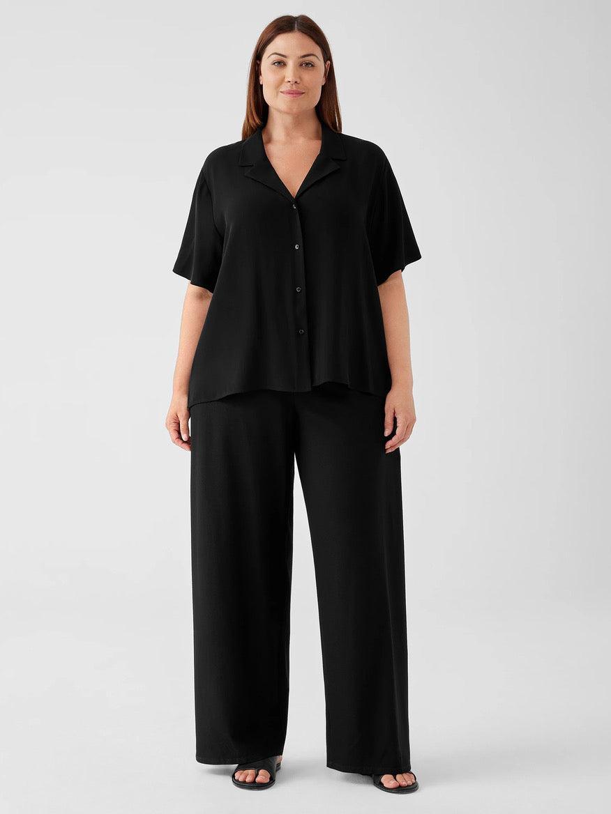 Eileen Fisher Washable Stretch Crepe High-Waisted Wide Pant Product Image