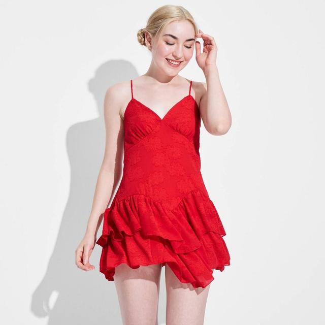 Womens Game Day Ruffle Mini Skater Dress - Wild Fable Red Product Image