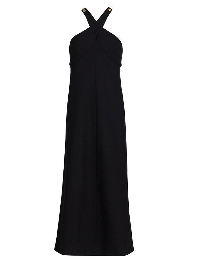 Womens Buttoned Halterneck Midi-Dress Product Image