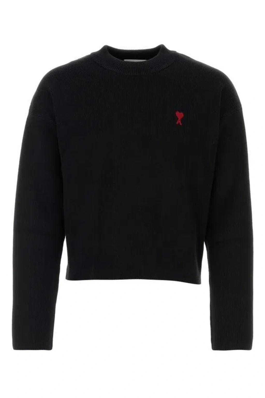 Black Stretch Cotton Blend Sweater Product Image