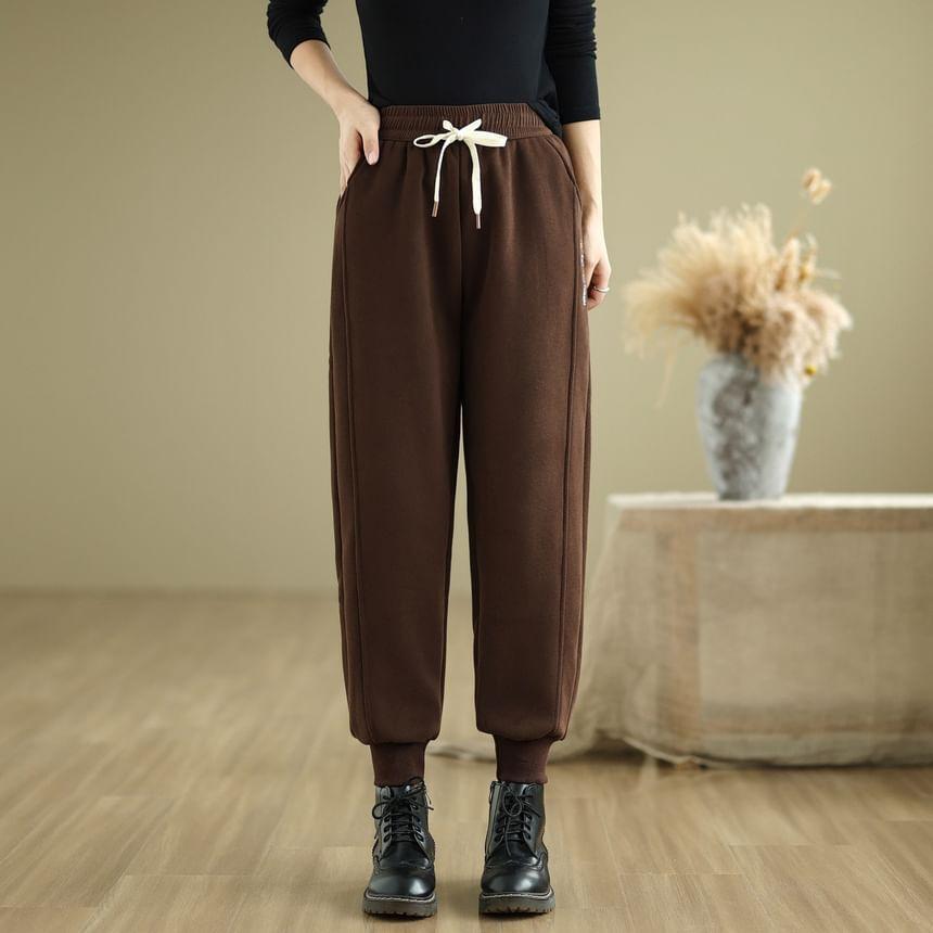 Drawstring Waist Plain Harem Pants Product Image