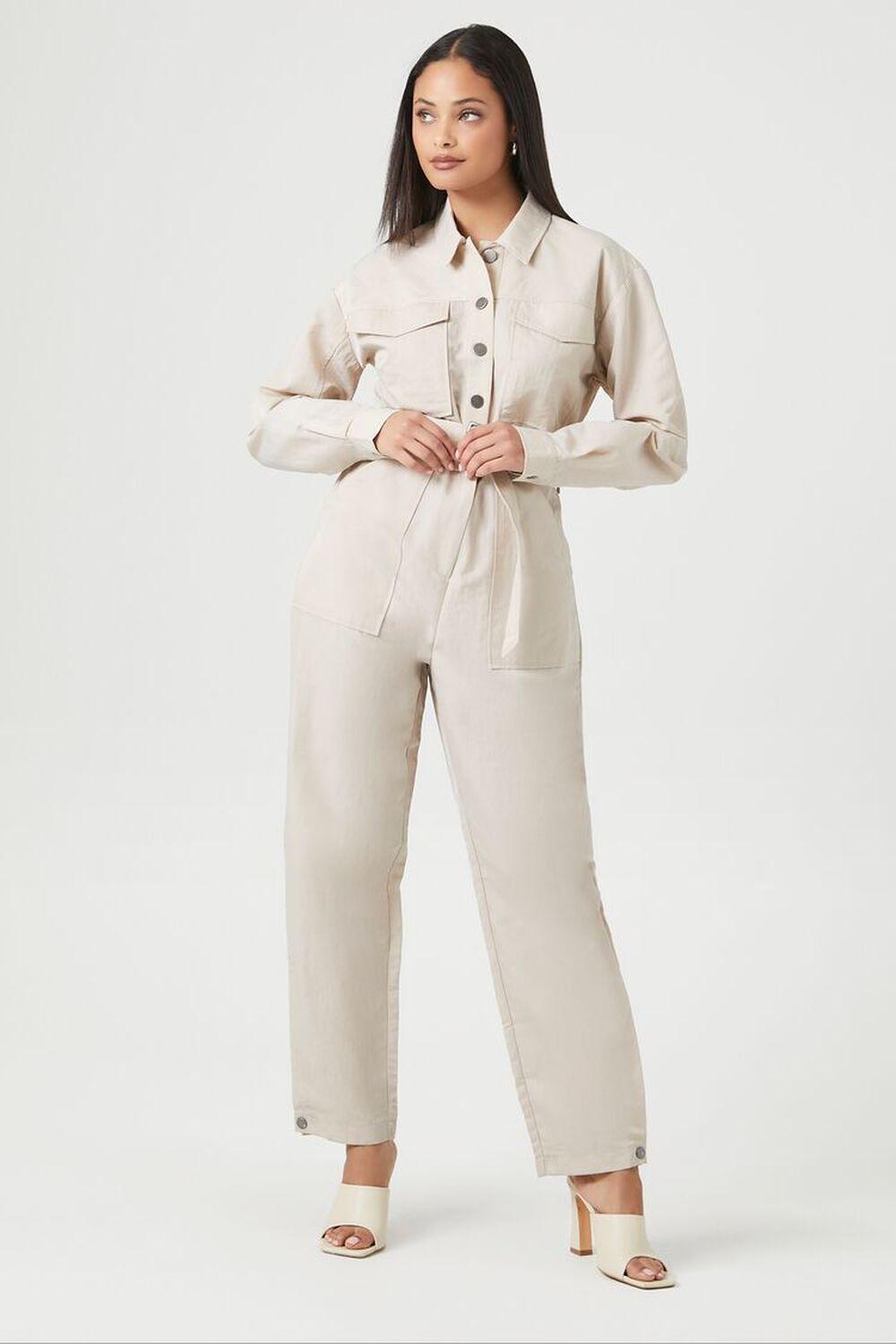 Belted Button-Up Coveralls | Forever 21 Product Image