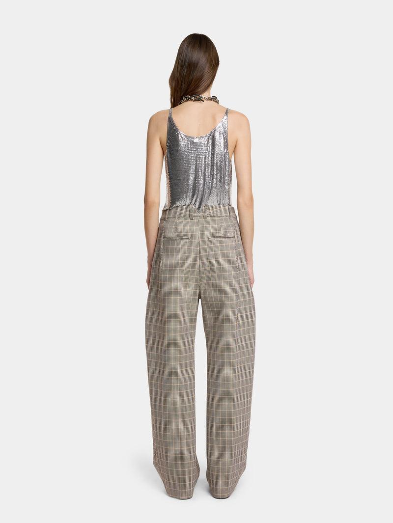 DOUBLE-PLEATED PANTS IN PRINCE OF WALES WOOL Product Image