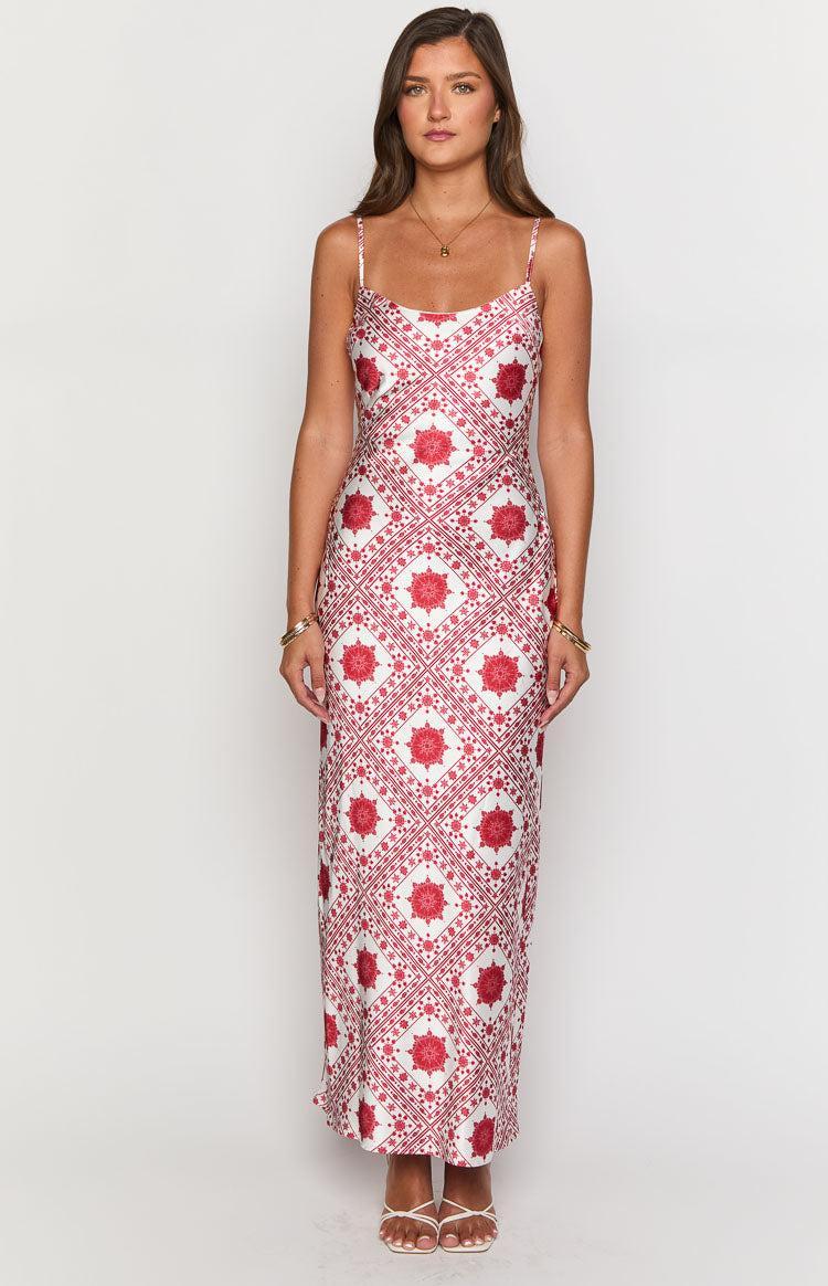 Renesmee Red Tile Print Maxi Dress Product Image