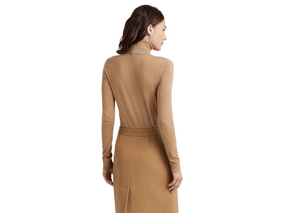 Lauren Ralph Lauren Silk-Blend Turtleneck (Classic Camel) Women's Clothing Product Image