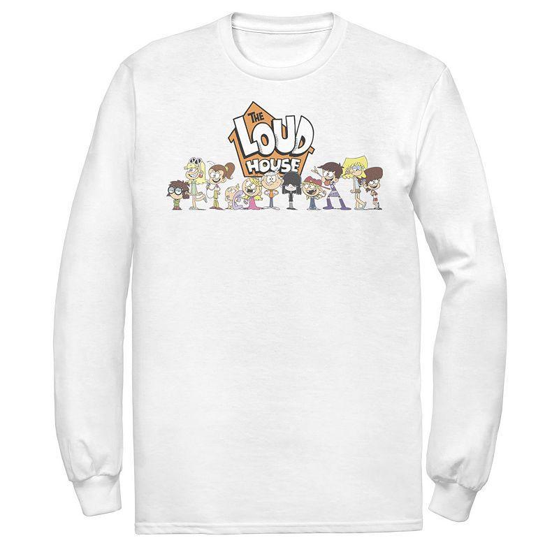 Mens Nickelodeon The Loud House Cast In A Row Logo Long Sleeve Graphic Tee White Product Image