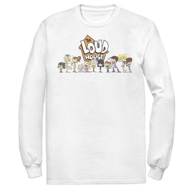 Mens Nickelodeon The Loud House Cast In A Row Logo Long Sleeve Graphic Tee White Product Image