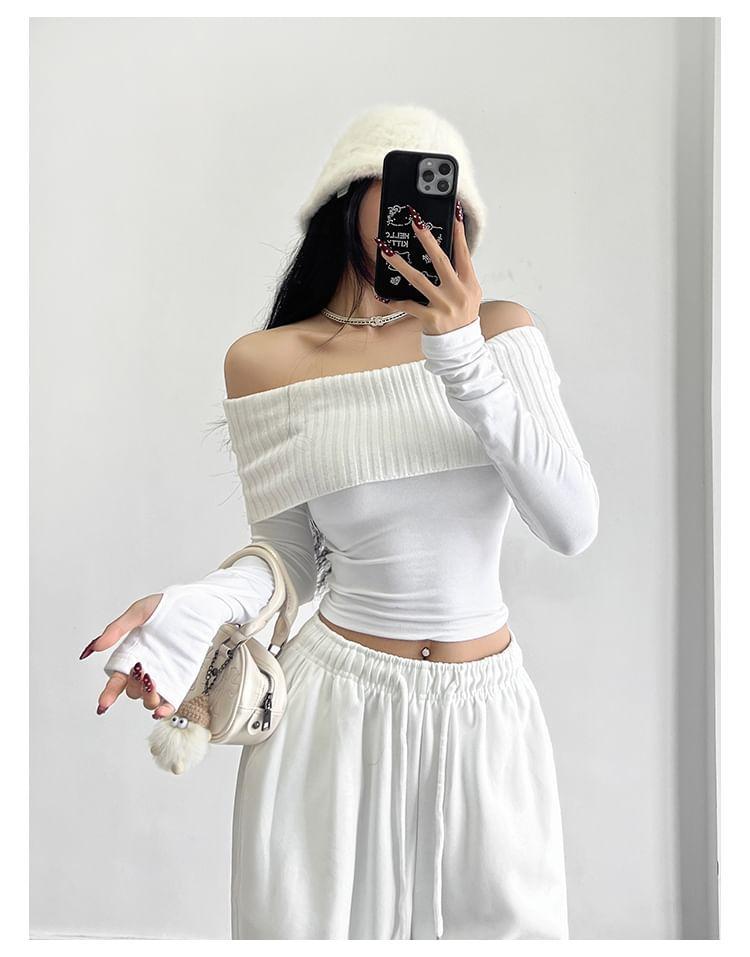 Flip-Over Off-Shoulder Crop Tee Product Image