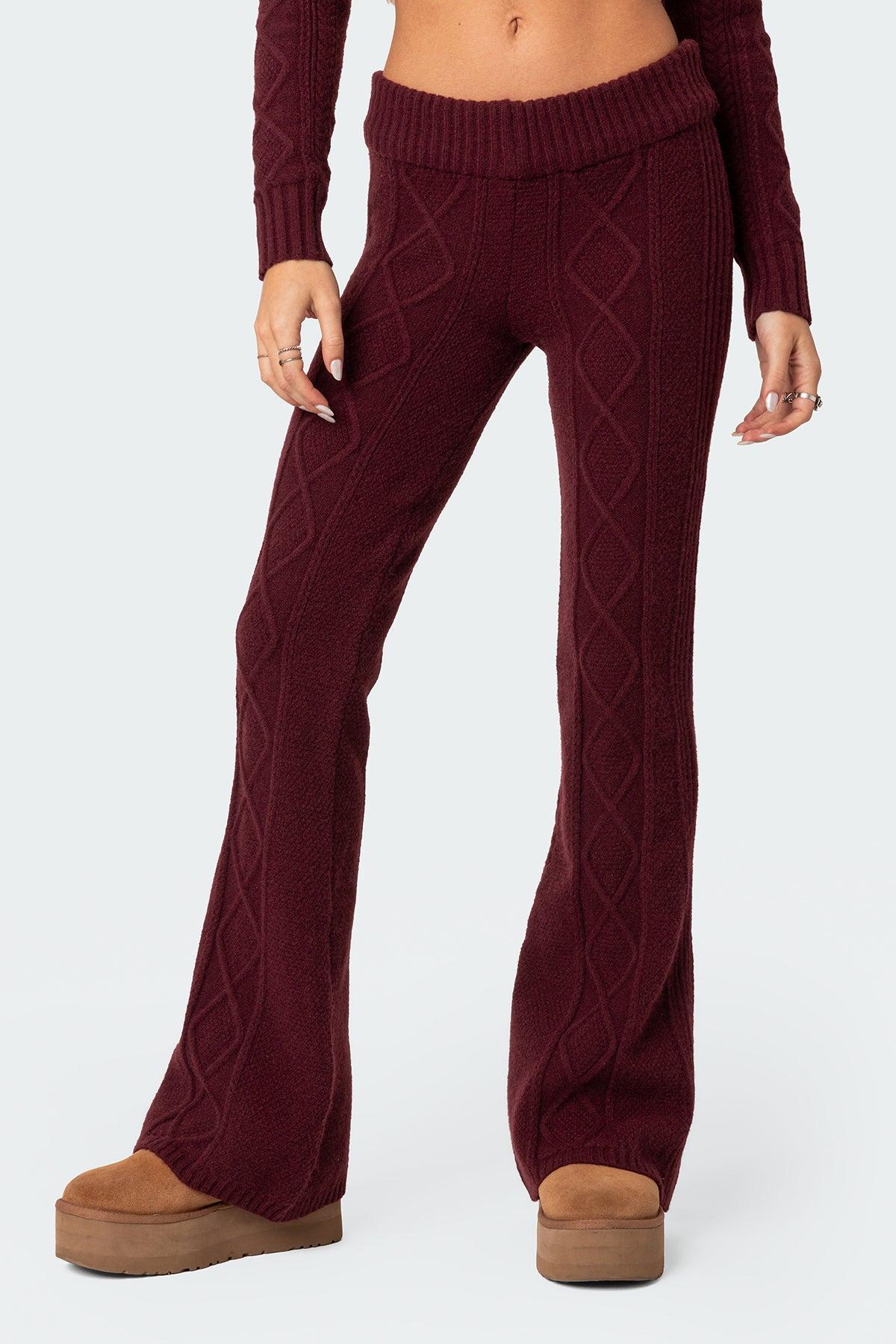 Ray Cable Knit Flared Pants Product Image