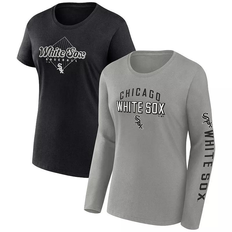 Womens Fanatics Branded Gray/Black Chicago White Sox T-Shirt Combo Pack Product Image