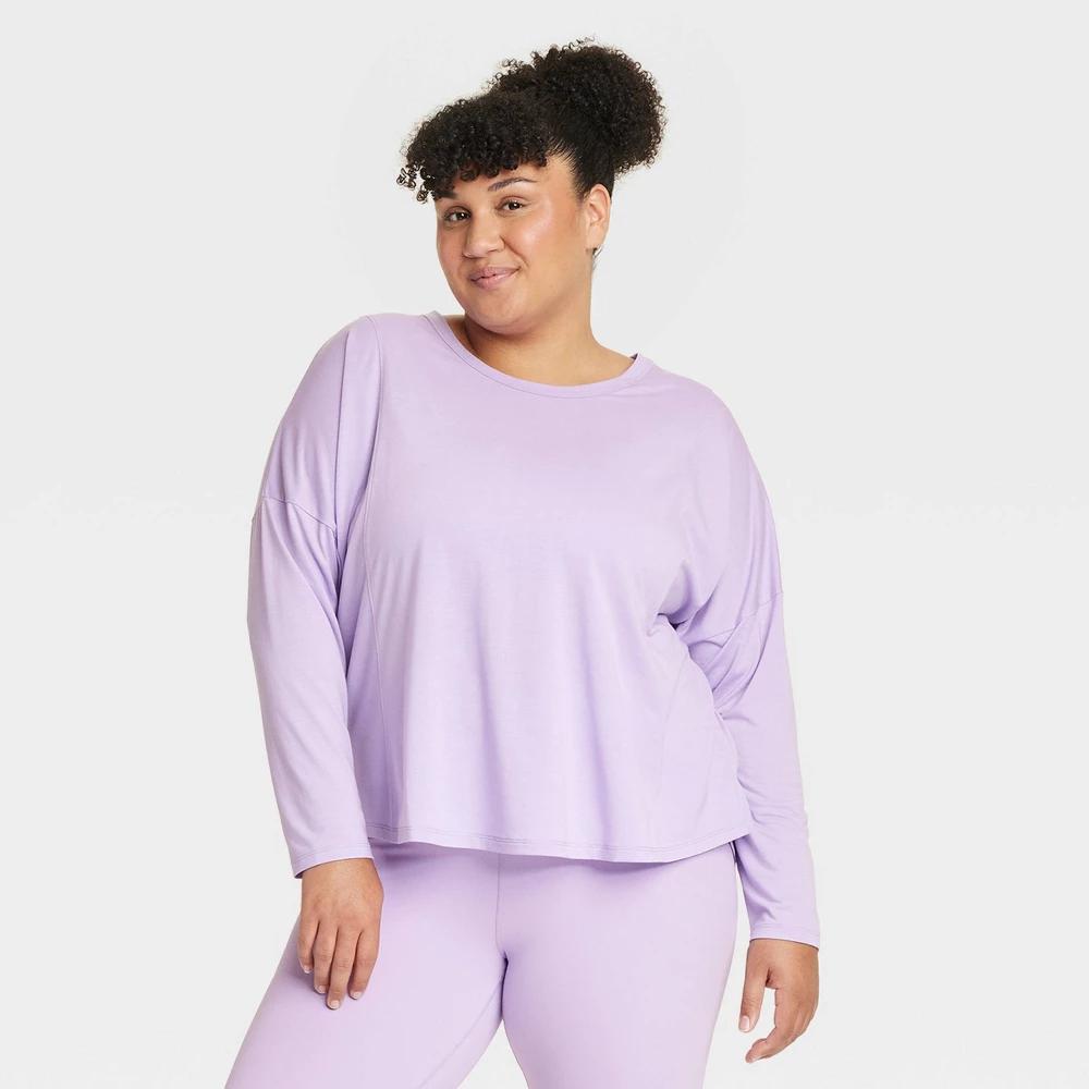 Womens Leggings-Friendly Long Sleeve Top - All In Motion Light Purple 3X Product Image