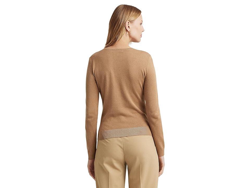 LAUREN Ralph Lauren Twist-Front Cotton-Blend Sweater (Classic Camel) Women's Clothing Product Image