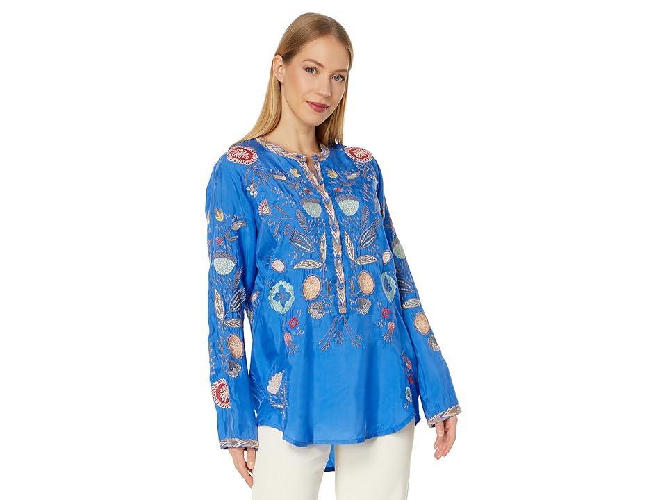 Johnny Was Dyani Blouse (Wedgewood) Women's Clothing Product Image