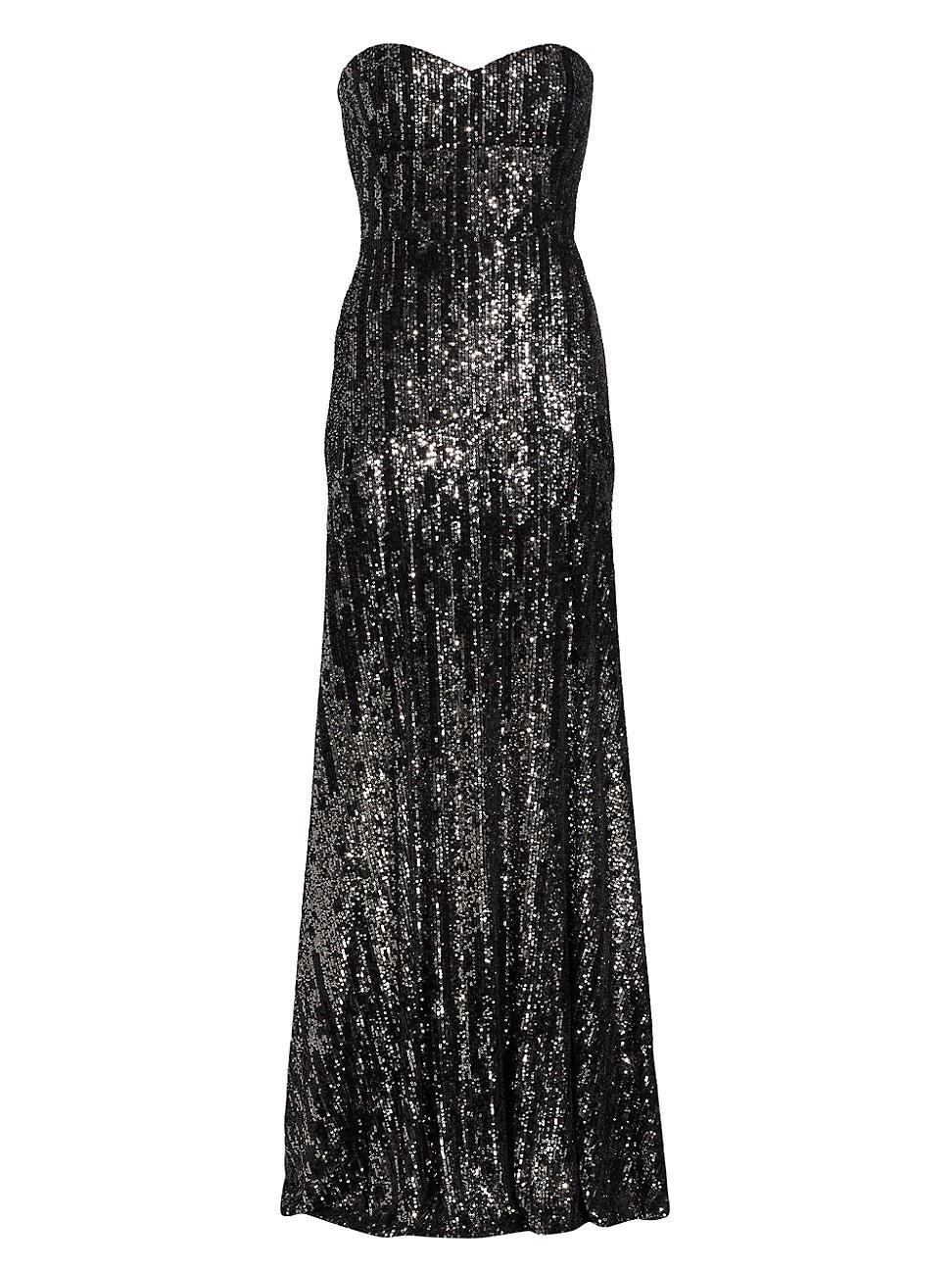 Womens Strapless Sequined Gown Product Image