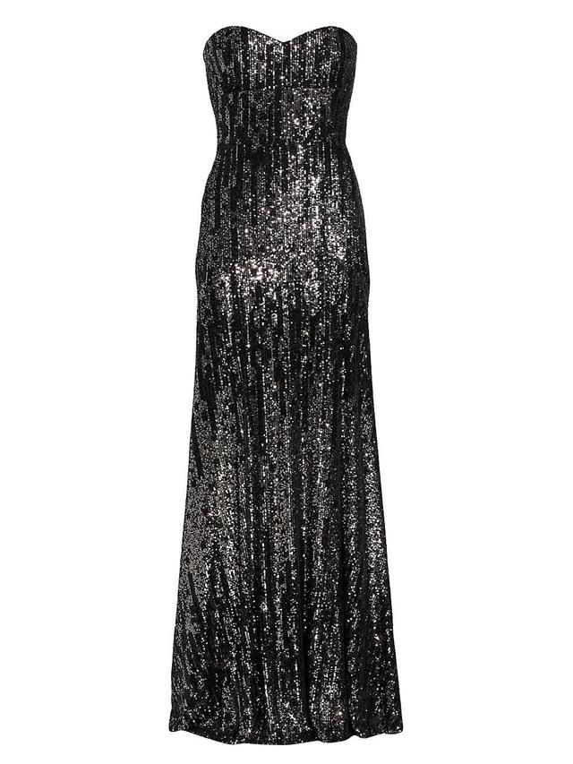 Womens Strapless Sequined Gown Product Image