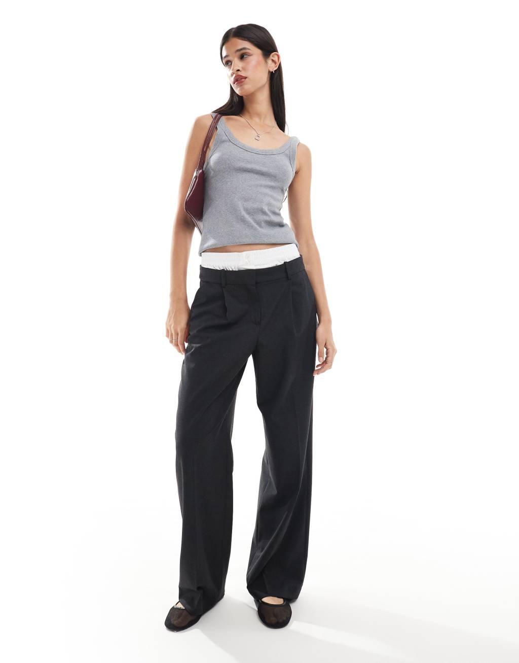 & Other Stories ribbed jersey tank top with scoop neck in gray melange Product Image