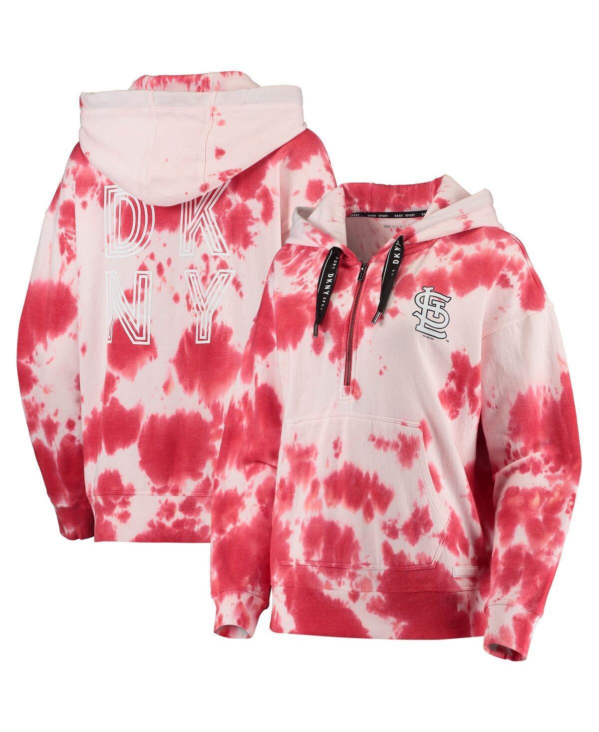 Womens Dkny Sport White and Red St. Louis Cardinals Dakota Tie-Dye Half-Zip Hoodie - White Product Image