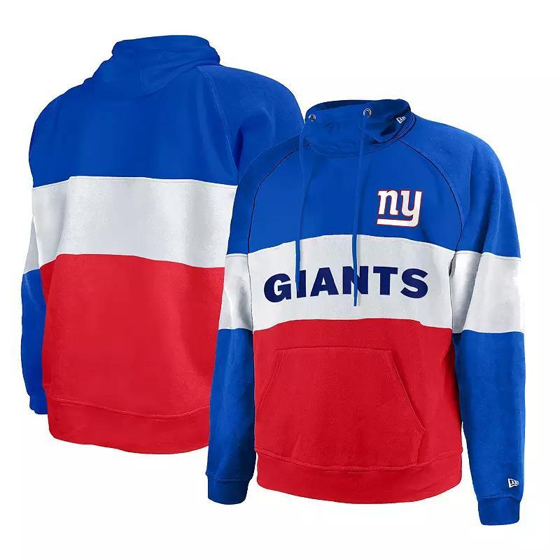 Mens New Era /Royal New York Giants Big & Tall Current Colorblock Raglan Fleece Pullover Hoodie Product Image