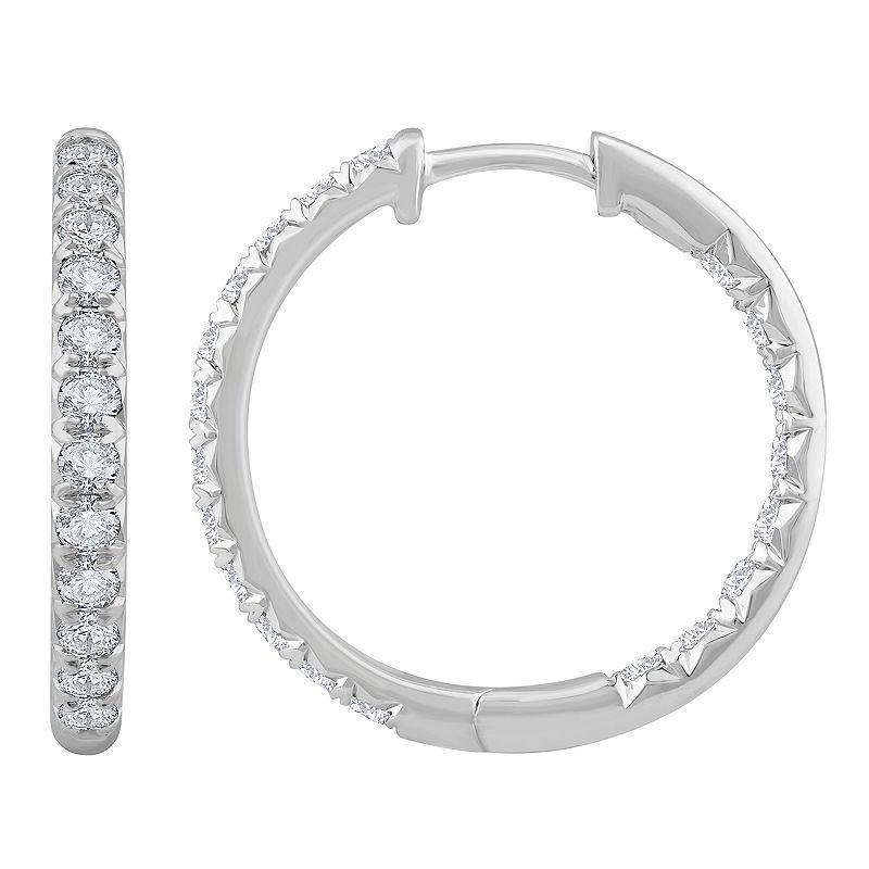 Diamond Medley 14k White Gold 2 Carat T.W. Lab-Grown Diamond Hoop Earrings, Womens, 14k Whgold Product Image