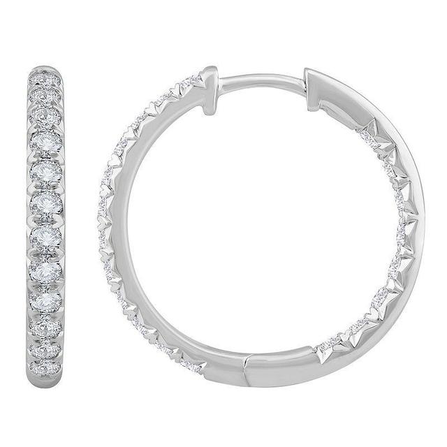 Diamond Medley 14k White Gold 2 Carat T.W. Lab-Grown Diamond Hoop Earrings, Womens Product Image