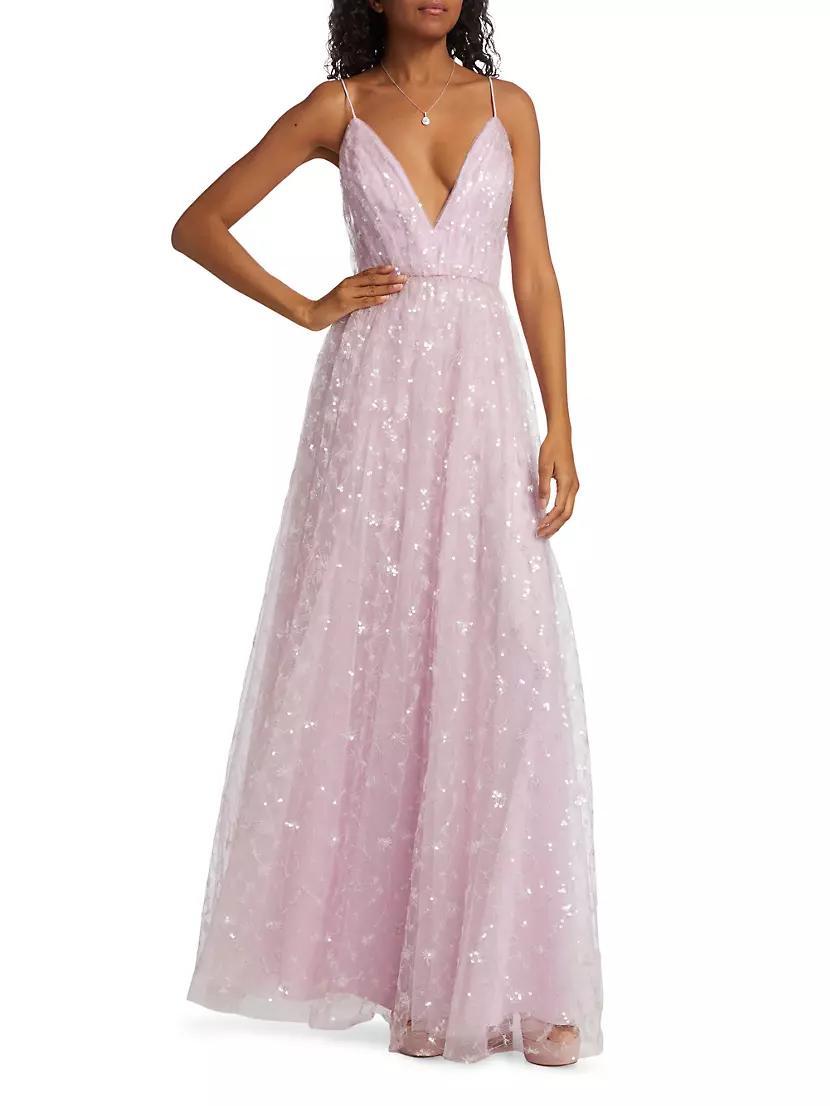 Layla Sequined Lace A-Line Gown Product Image