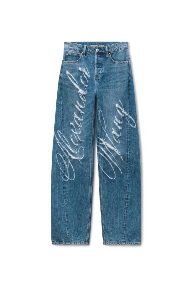 Laser Distressed Logo Jeans Product Image