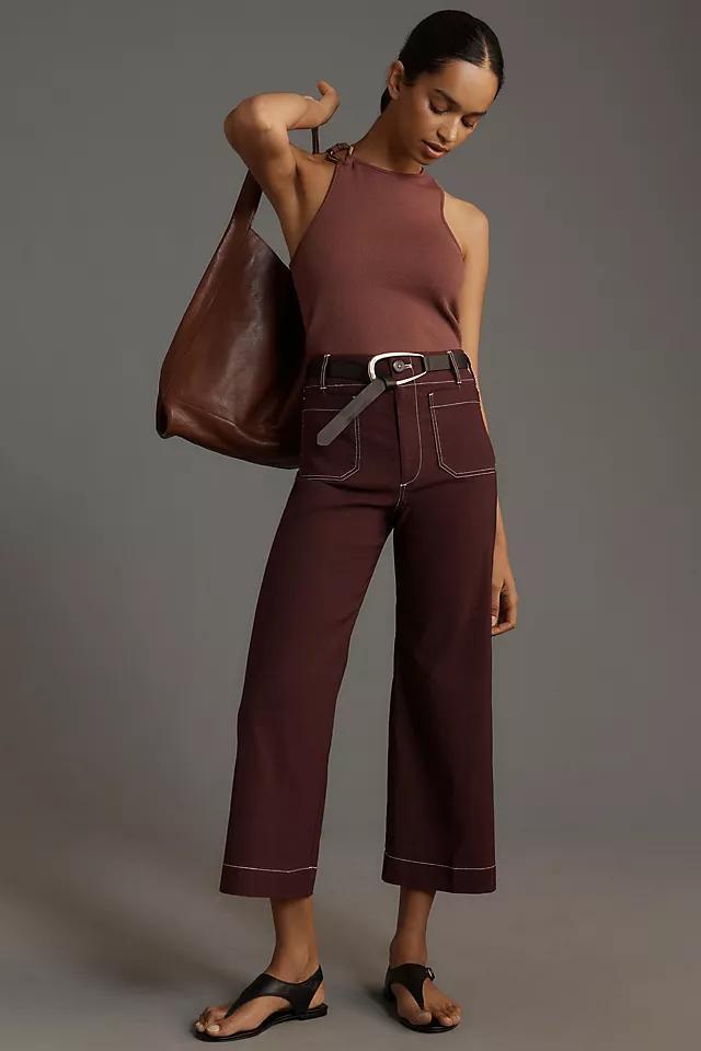 The Colette Cropped Wide-Leg Pants by Maeve: Contrast-Stitch Edition Product Image