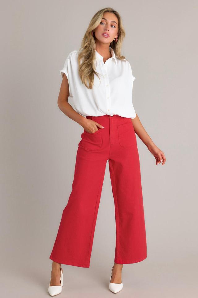 Sleek Silhouette Red Wide Leg Jeans Product Image