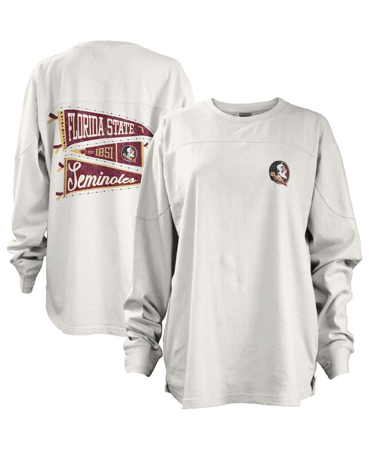 Womens Pressbox Florida State Seminoles Pennant Stack Oversized Long Sleeve T-Shirt Product Image