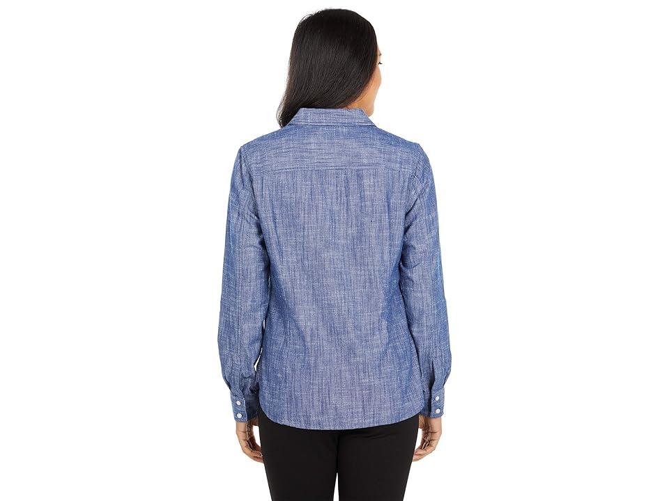 Chambray Blue Roll-Tab Sleeve Button-Up - Women Product Image