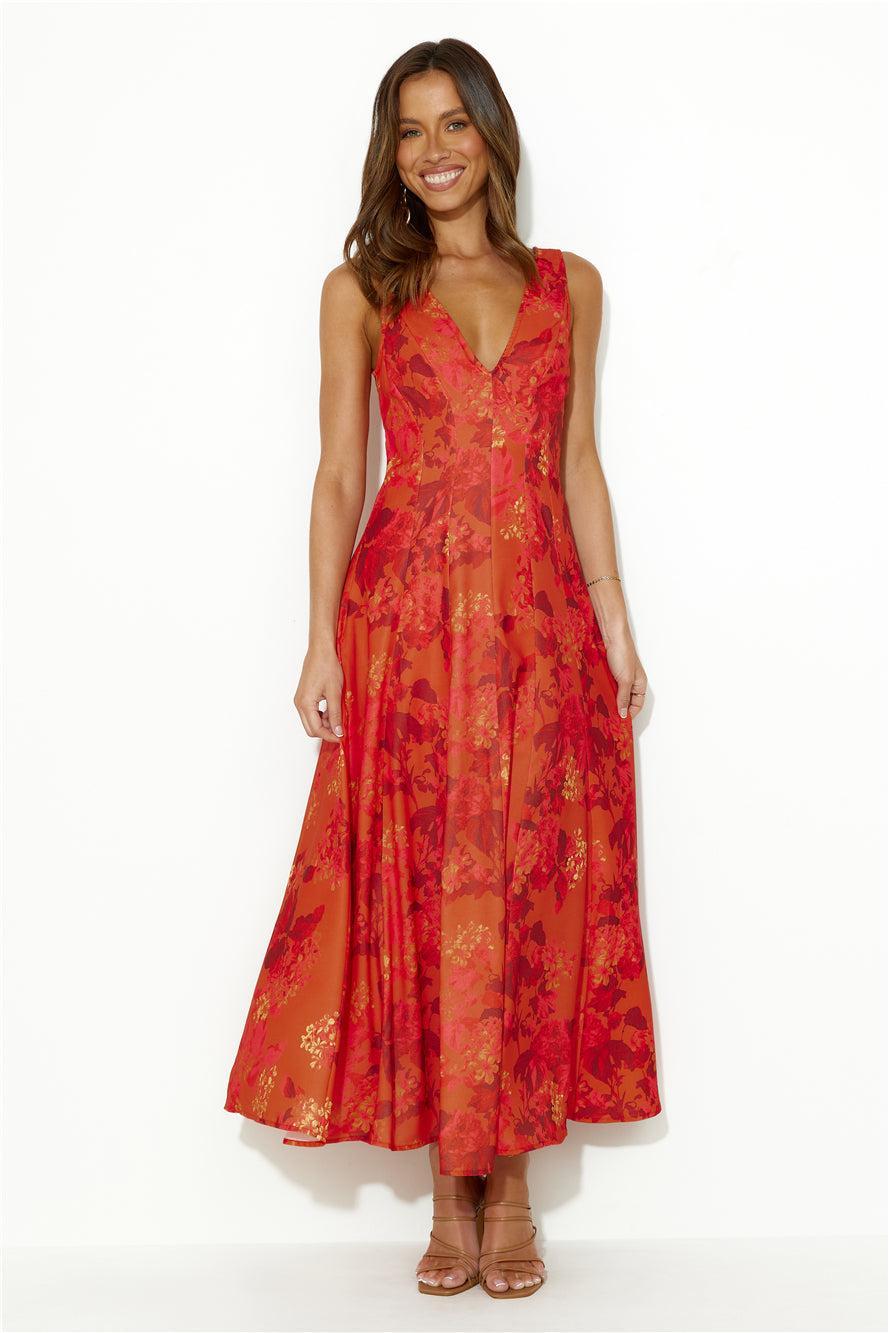 Perfectly Swaying Midi Dress Red Product Image