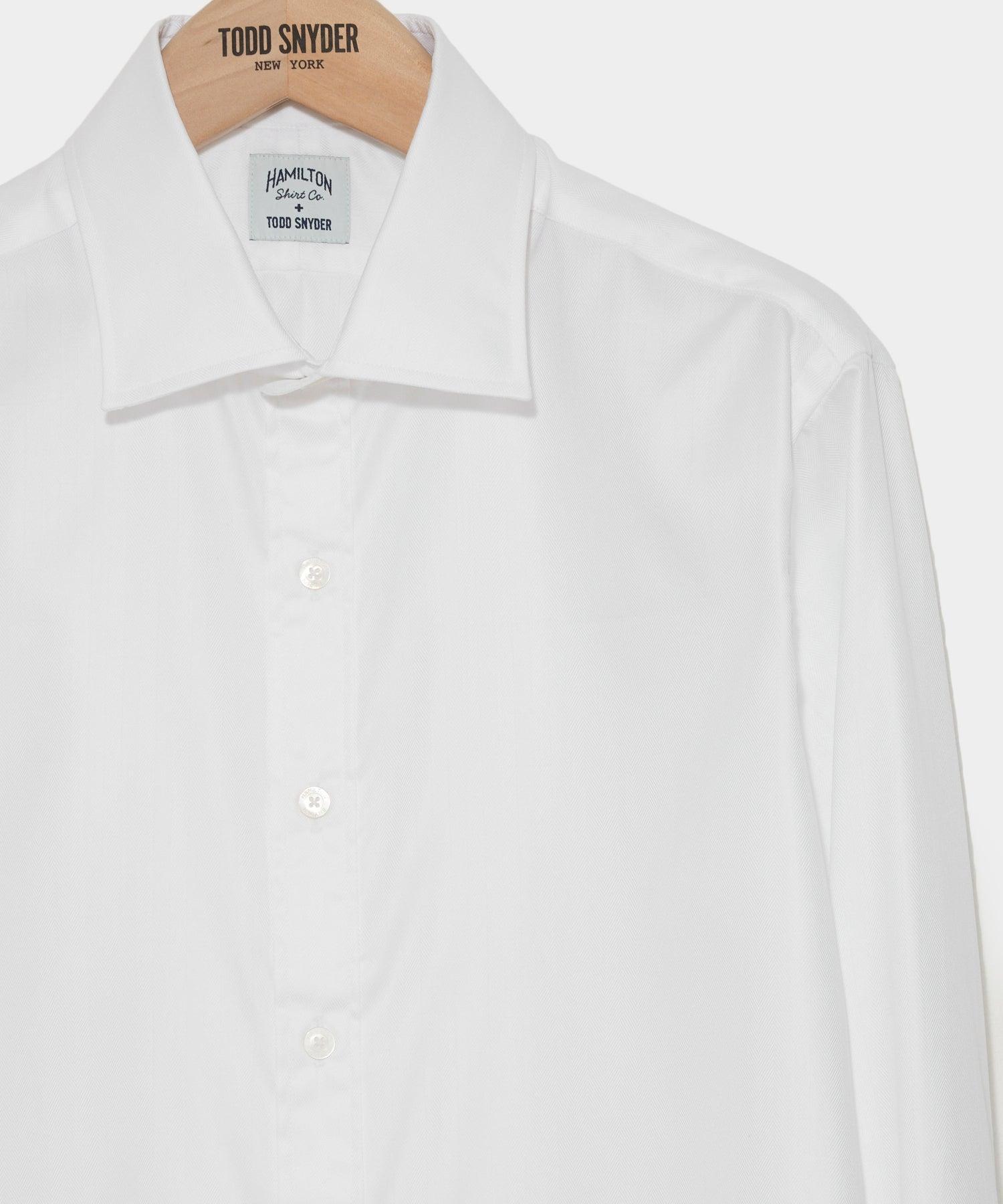 Hamilton + Todd Snyder Herringbone Dress Shirt in White Product Image