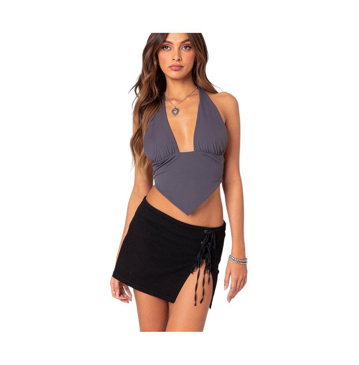 Edikted Womens Open Back Triangle Halter Top Product Image