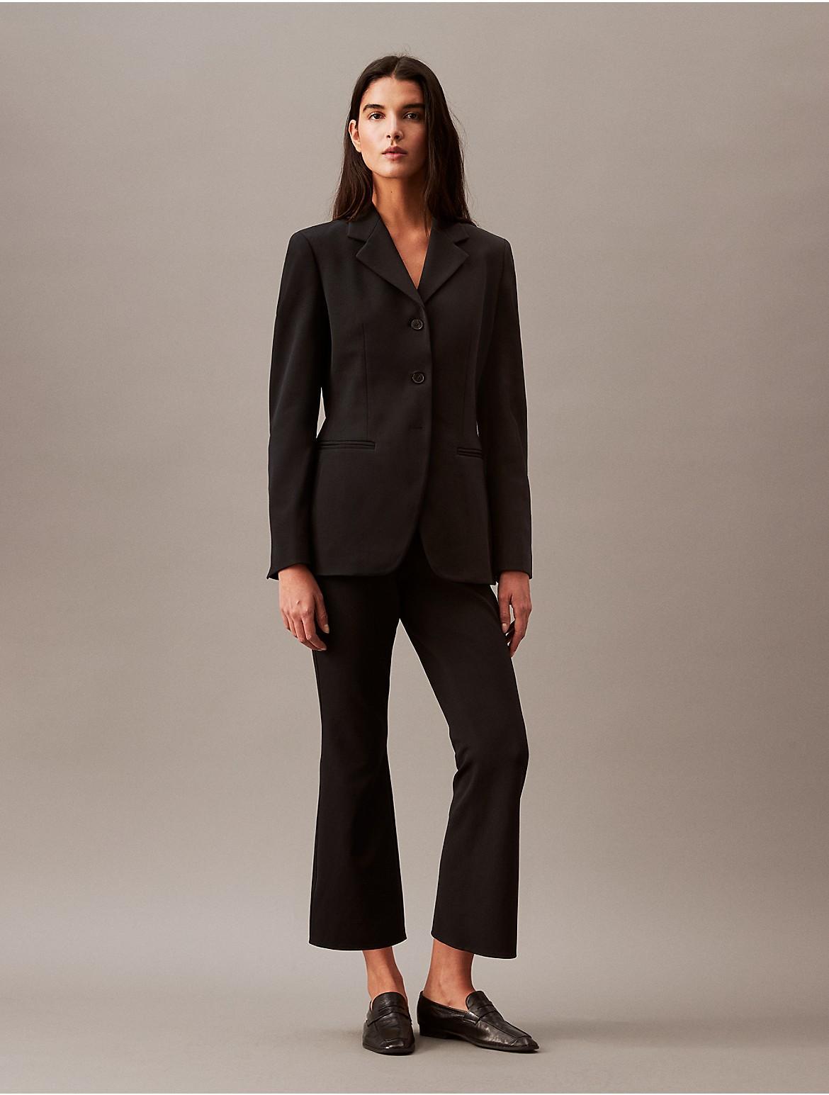 Calvin Klein Womens Stretch Crepe Fitted Blazer - Black - M Product Image