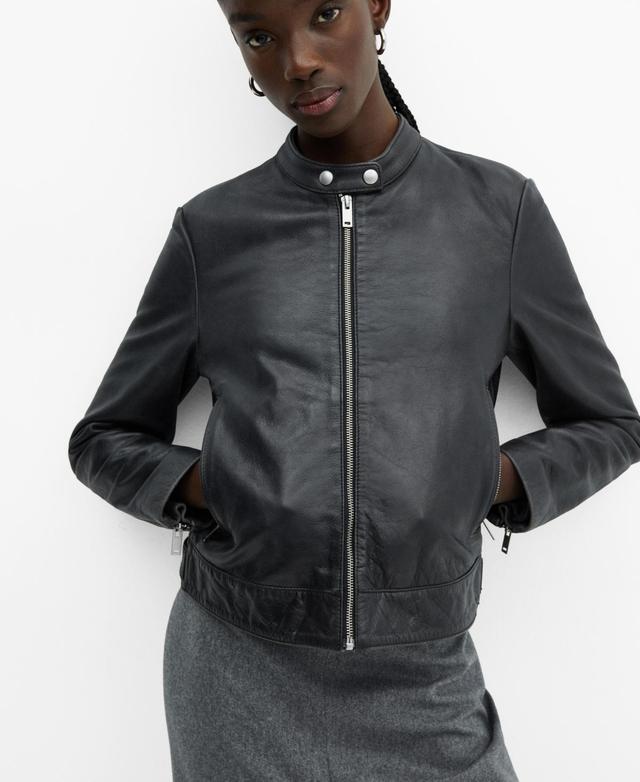 Mango Womens Leather Jacket Product Image