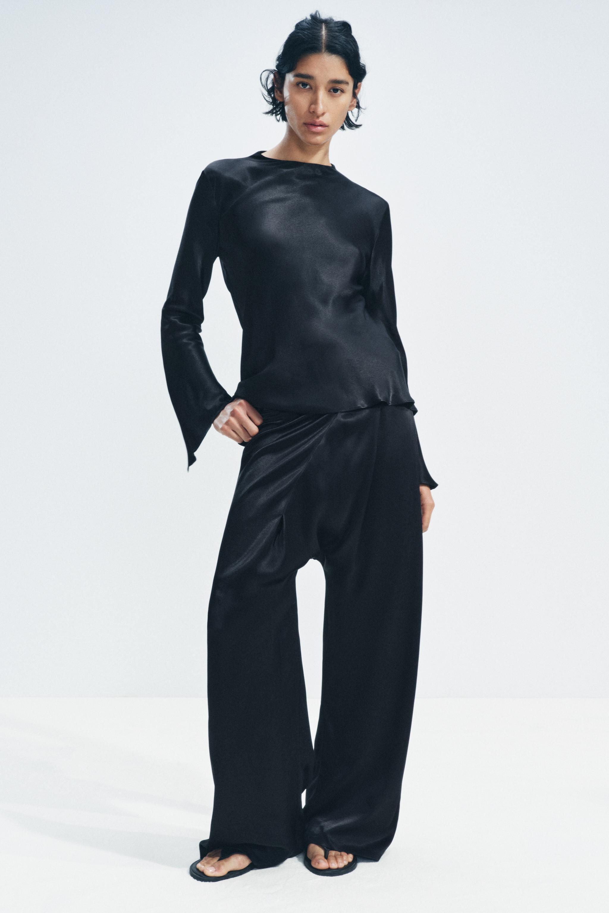 ASYMMETRIC SATIN EFFECT PANTS ZW COLLECTION Product Image