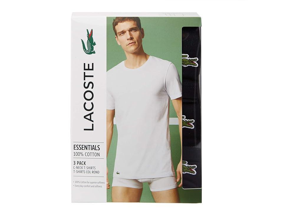 Lacoste Mens Essential Cotton Crew Neck Regular Fit Undershirt Set, 3-Piece Product Image